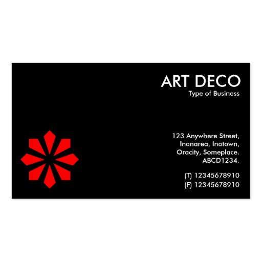 Red Art Deco Flower Symbol - Black Business Card Templates