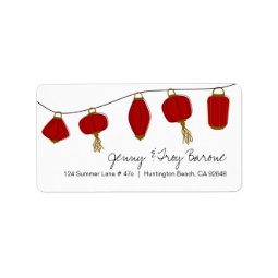 Red Asian Lanterns Address Labels label