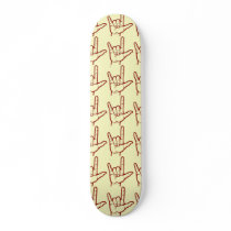 Red ASL I Love You Skateboard