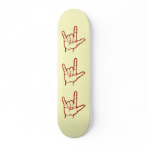 Red ASL I Love You Skateboard