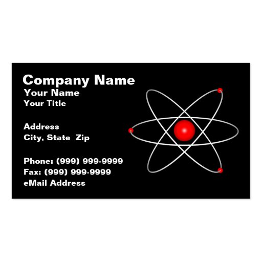 Red Atom Against a Black Background Business Card Template