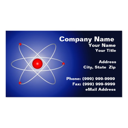 Red Atom Against a Blue Graduated Background Business Card Templates
