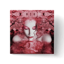 Red Autumn Button Square