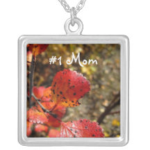 Red Autumn Leaves; Happy Mothers Day Necklace