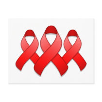 Red Awareness Ribbon Trio Postcard