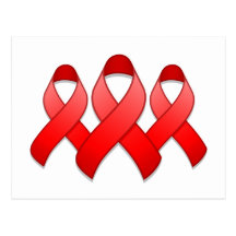 Red Awareness Ribbon Trio Postcard