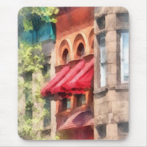 Red Awnings on Brownstone Hoboken NJ mousepads