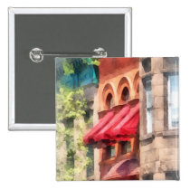 Red Awnings on Brownstone Hoboken NJ buttons