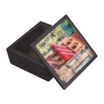 Red Awnings on Brownstone Hoboken NJ Premium Keepsake Box