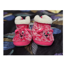 Red baby shoes post card