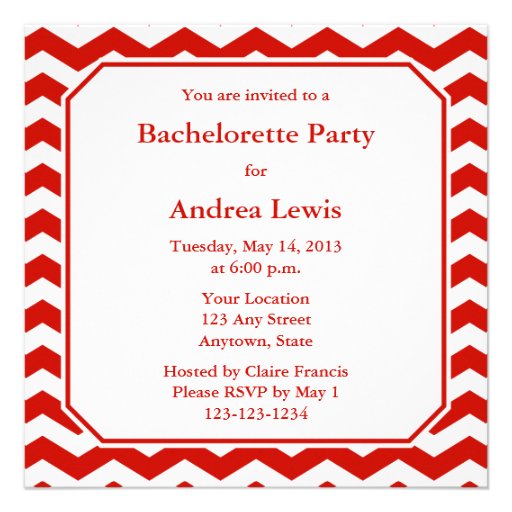 Red Bachelorette Party Invite / Announcement