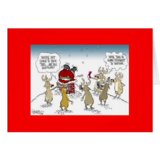 RED BACKGROUND FUNNY CHRISTMAS GREETINGS CARD