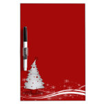 Red Background & White Christmas Tree Dry Erase Board