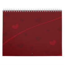Red background with hearts wall calendar