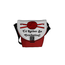 Red Ball of Yarn & Crochet Hooks Messenger Bag