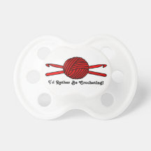 Red Ball of Yarn & Crochet Hooks Pacifier