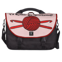 Red Ball of Yarn & Crochet Hooks (Red Background) Commuter Bag