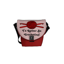 Red Ball of Yarn & Crochet Hooks (Red Background) Courier Bags