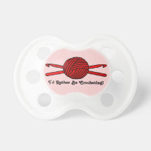 Red Ball of Yarn & Crochet Hooks (Red Background) Pacifiers