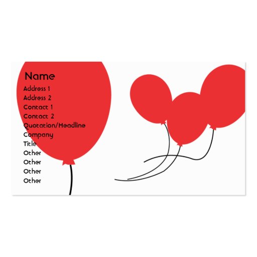 Red Balloons - Business Business Card Template