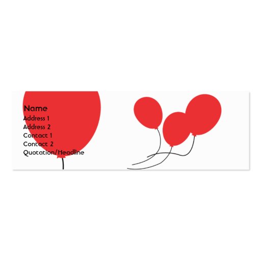 Red Balloons - Skinny Business Card Template (front side)