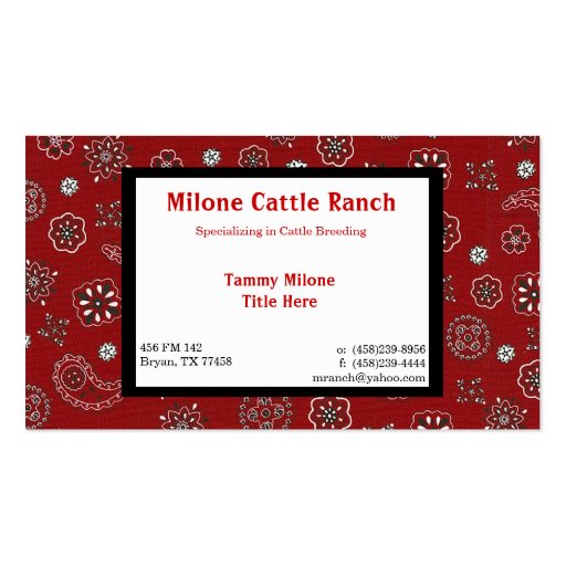 Red Bandana Business Card (front side)