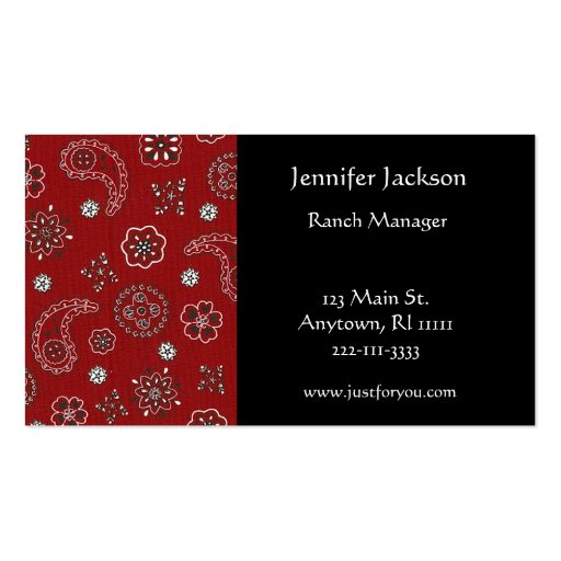 Red Bandana Business Cards (front side)
