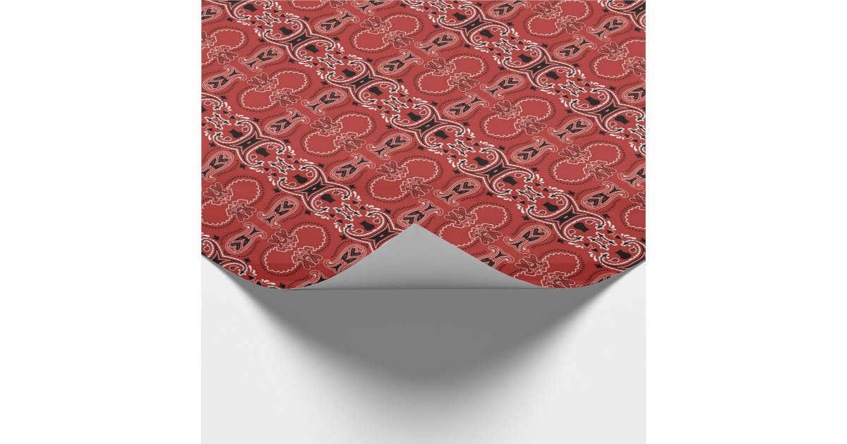 Red Bandana Pattern Wrapping Paper Zazzle