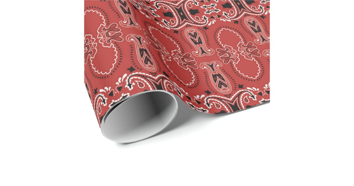 Red Bandana Pattern Wrapping Paper Zazzle