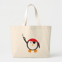 Red Bandana Pirate Penguin Canvas Bag
