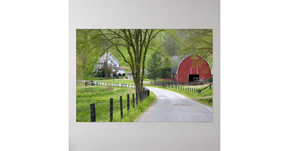 Red barn and farm house near berlin ohio poster zazzle