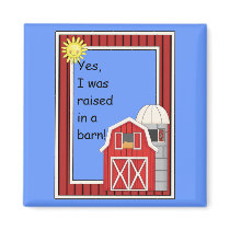 Red Barn and Grain Silo - Farmyard Barnyard - Kids Fridge Magnet