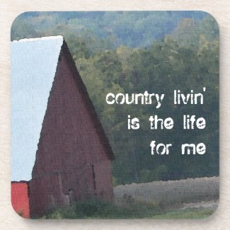 Red Barn Autumn Trees Drink Coasters