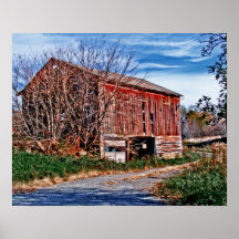 Red Barn. Blue Sky. Poster