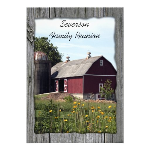 Red Barn Country Family Reunion Invitation (front side)