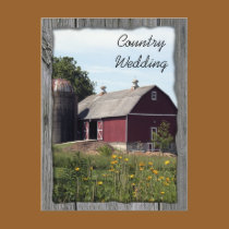 Red Barn Country Wedding Announcement postcards