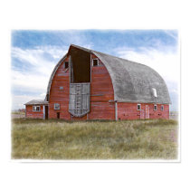 Red Barn Digital Watercolor Print posters