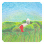 Red barn farmland rural landscape drawing art stickers