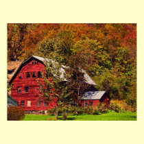 Red Barn in Autumn posters