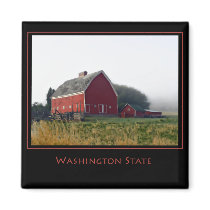 Red Barn in Fog magnets by jereeb Red Barn in Fog magnets