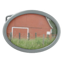 Red Barn Oval Belt Buckles