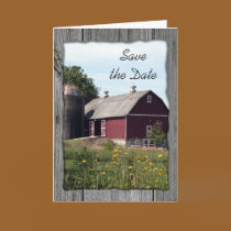 Red Barn Save the Date Wedding Announcement cards