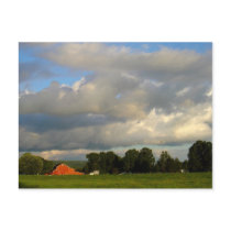 Red Barn Under the Weather Postcard by MarDar Red Barn Under the Weather Postcard