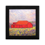 red barn wildflowers art keepsake box