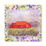 red barn wildflowers yellow drip magnets