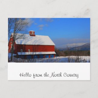 Red Barn with BLUE SKY, Hello from the North Co... postcard