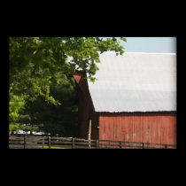 Red Barn With Fence posters