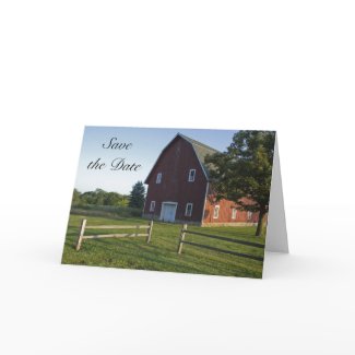 Red Barn with Fence Save the Date Announcement card