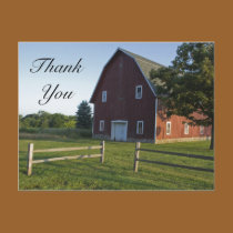 Red Barn with Fence Thank You postcards