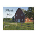 Red Barn with Fence Thank You postcards by loraseverson Red Barn with Fence Thank You postcards